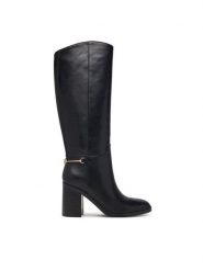 Guess Kozaki FLFGRI LEA11 Czarny. Czarne kozaki Guess, z aplikacjami, ze skóry, bez obcasa, na słupku, bez zapięcia. Za 954.99 zł.