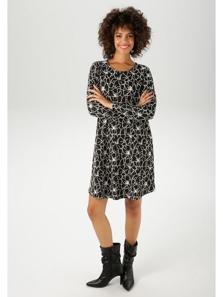 Aniston Sukienka w kolorze czarno-białym rozmiar: 40. Czarne sukienki Aniston, na co dzień, bez wzorów, bez kołnierzyka, bez ramiączek, midi, proste. Za 83.03 zł.