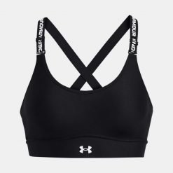 Biustonosz fitness Under Armour Infinity Mid. Czarne biustonosze sportowe Under Armour, bez wzorów, na fitness i siłownię. Za 169.99 zł.
