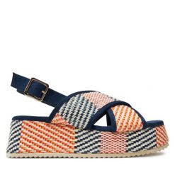 Sandały Refresh. Niebieskie sandały Refresh, bez wzorów, bez obcasa, na koturnie, bez zapięcia. Za 229.99 zł.