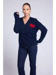 Maison Héritage Cashmere Kaszmirowy kardigan w kolorze granatowym rozmiar: M. Niebieskie swetry Maison Héritage Cashmere, m, bez wzorów, z kaszmiru, bez ramiączek. Za 502.76 zł.