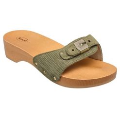 Klapki turystyczne damskie Scholl Pescura Heel Light. Zielone klapki Scholl, bez wzorów, z gumy, retro, bez obcasa, na szpilce, bez zapięcia. Za 299.49 zł.