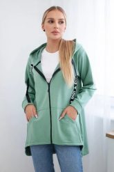 Bluza z dłuższym tyłem i kapturem ciemno miętowa. Zielone bluzy KESI, na jesień, l, bez wzorów, z bawełny, bez ramiączek. Za 278.10 zł.