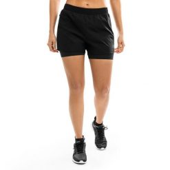 Damskie spodenki treningowe 2 w 1 Fitness Siroko Purpose. Czarne szorty sportowe SIROKO, bez wzorów, z materiału, na fitness i siłownię. Za 127.00 zł.