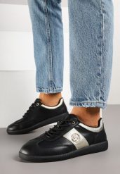 Czarno-Złote Skórzane Sneakersy Klasyczne Tenisówki z Metalicznym Zdobieniem Marins. Czarne trampki Born2be, z aplikacjami, z jeansu, eleganckie, bez zapięcia. W wyprzedaży za 178.49 zł.