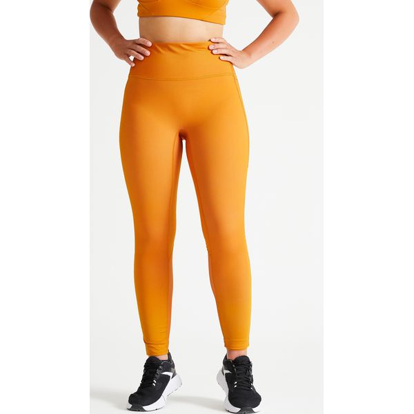 Legginsy fitness damskie Domyos. Czarne legginsy DOMYOS, bez wzorów, z materiału, sportowe. Za 99.99 zł.