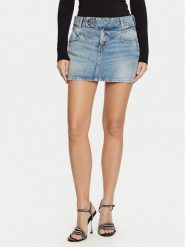 Guess Spódnica jeansowa W5RD96 D5LR1 Niebieski Regular Fit. Niebieskie spódnice Guess, z aplikacjami, z bawełny. Za 349.99 zł.