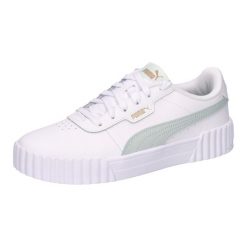 Buty sportowe damskie Puma Carina 3.0. Białe buty treningowe Puma, bez wzorów, z materiału, bez zapięcia, tenisowe. Za 294.50 zł.
