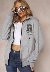 Jasnoszara Bluza z Kapturem i Polarem Sewan. Szare bluzy Renee, m, z aplikacjami, z polaru, bez ramiączek, z kapturem. W wyprzedaży za 71.99 zł.