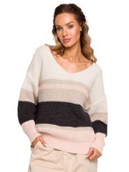 Made of emotion Sweter w kolorze beżowym ze wzorem rozmiar: L/XL. Brązowe swetry Made Of Emotion, l, bez wzorów, ze splotem, bez ramiączek. Za 127.65 zł.