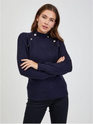 Orsay Sweter w kolorze granatowym rozmiar: L. Niebieskie swetry Orsay, l, bez wzorów, ze splotem, bez ramiączek. Za 90.90 zł.