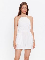 Glamorous Kombinezon CK6992 Biały Regular Fit. Białe sukienki Glamorous, bez wzorów, z bawełny, bez kołnierzyka, bez ramiączek. Za 139.99 zł.