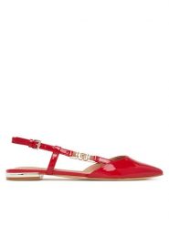 Guess Sandały FLTFR2 PAF05 Czerwony. Czerwone sandały Guess, z aplikacjami, ze skóry, bez obcasa, na płaskiej podeszwie, bez zapięcia. Za 399.99 zł.