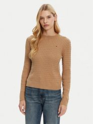 Tommy Hilfiger Sweter WW0WW44993 Brązowy Regular Fit. Brązowe swetry Tommy Hilfiger, s, bez wzorów, z bawełny, bez ramiączek. Za 399.99 zł.
