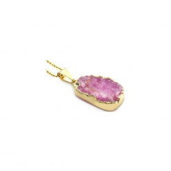 Naszyjnik Agat Druza Słodki Róż złoto. Czerwone naszyjniki Brazi druse jewelry. Za 170.00 zł.