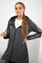 Bluza z suwakiem z tyłu grafit melanż. Bluzy KESI, l, bez wzorów, z bawełny, bez ramiączek, z kapturem. Za 198.65 zł.
