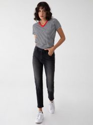 LTB Dżinsy "Freya" - Mom fit - w kolorze czarnym rozmiar: W30/L30. Czarne jeansy LTB, l, z aplikacjami, klasyczne, z podwyższonym stanem. Za 131.74 zł.
