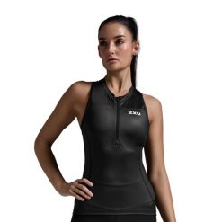 Tank top rowerowy damski 2XU Core Tri Tank. Czarne topy sportowe 2XU, s, bez wzorów. Za 249.99 zł.