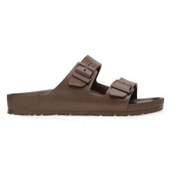 Birkenstock Arizona EVA Roast Klapki damskie. Brązowe klapki Birkenstock, bez wzorów, klasyczne, bez obcasa, bez zapięcia. Za 219.99 zł.