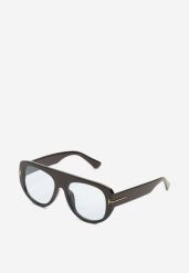 Czarno-Niebieskie Okulary Przeciwsłoneczne z Filtrem UV i Grubą Oprawką Frodina. Czarne okulary przeciwsłoneczne Renee, bez wzorów, z jeansu. Za 24.99 zł.