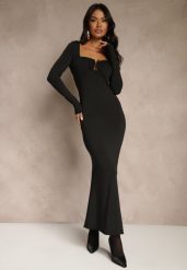 Czarna Sukienka Koktajlowa z Wiskozą Ozdobiona Metaliczną Aplikacją Refane. Czarne sukienki Renee, na imprezę, s, z aplikacjami, z wiskozy, wizytowe, bez kołnierzyka, bez ramiączek. Za 139.99 zł.