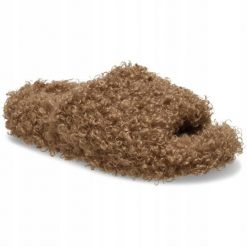 Klapki Dla Dorosłych Crocs Classic Duudle Fur Slide. Brązowe klapki Crocs, bez wzorów, z materiału, bez obcasa, bez zapięcia. Za 230.99 zł.