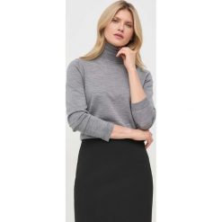 Max Mara Leisure sweter wełniany damski kolor szary lekki z golfem. Szare swetry Max Mara Leisure, l, bez wzorów, z dzianiny, bez ramiączek. W wyprzedaży za 539.99 zł.