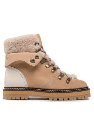 See By Chloé Trapery SB31120A Beżowy. Brązowe traperki See By Chloé, bez wzorów, ze skóry, bez obcasa, bez zapięcia. Za 1,949.00 zł.