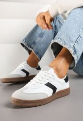 Białe Sneakersy z Perforacją w Stylu Tenisówek Olirielis. Białe buty sportowe lifestyle Renee, bez wzorów, z jeansu, eleganckie, bez zapięcia. W wyprzedaży za 91.99 zł.