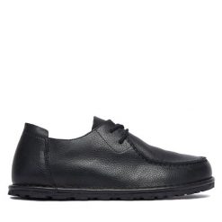 Półbuty Birkenstock. Czarne półbuty wsuwane Birkenstock, bez wzorów, bez obcasa, na płaskiej podeszwie. Za 719.99 zł.