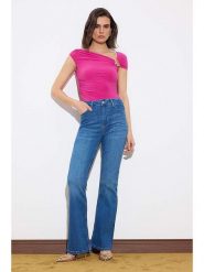 Trendyol Dżinsy - Flare fit - w kolorze niebieskim rozmiar: 40. Niebieskie jeansy Trendyol, bez wzorów, klasyczne, z podwyższonym stanem. Za 104.99 zł.