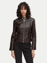 Guess Kurtka z imitacji skóry W6YL25 W2914 Brązowy ciemny Regular Fit. Brązowe kurtki Guess, l, z aplikacjami, ze skóry, bez kaptura. Za 694.99 zł.