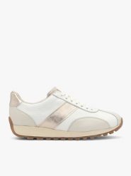 Kremowe buty sportowe ze złotym paskiem. Brązowe buty sportowe lifestyle Ryłko, bez wzorów, ze skóry, bez zapięcia. Za 499.99 zł.