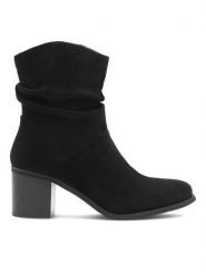 JENNY Botki Chaira WS22405-02 Czarny. Czarne botki Jenny, bez wzorów, ze skóry, bez obcasa, na słupku, bez zapięcia. Za 89.99 zł.