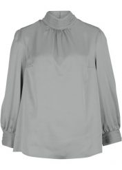 Tunika satynowa. Tuniki bonprix, bez wzorów, z satyny, eleganckie, bez kołnierzyka, bez ramiączek. Za 74.99 zł.