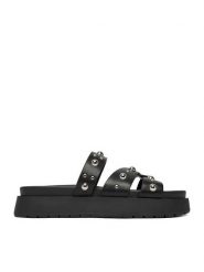 DeeZee Klapki CEO-HY69916-12 Czarny. Czarne klapki DeeZee, bez wzorów, ze skóry, bez obcasa, bez zapięcia. Za 139.99 zł.