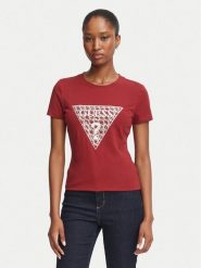 Guess T-Shirt W6BI61 K7948 Bordowy Regular Fit. Czerwone t-shirty Guess, xs, z aplikacjami, z bawełny, bez kołnierzyka, bez ramiączek. Za 194.99 zł.