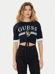 Guess T-Shirt V4GI00 I3Z14 Granatowy Boxy Fit. Niebieskie t-shirty Guess, l, z aplikacjami, z bawełny, bez kołnierzyka, bez ramiączek. Za 289.99 zł.