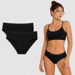 FIGI DAMSKIE 4F 2PAK BIELIZNY DAMSKIEJ BAWEŁNIANEJ XS F039 SS26. Czarne majtki sportowe 4f, s, bez wzorów, z bawełny, na fitness i siłownię. Za 50.75 zł.