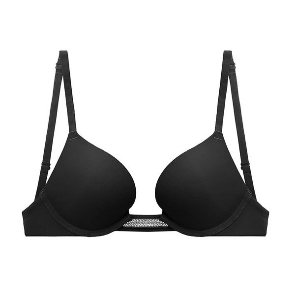 Biustonosz push-up modelujący z elastycznego materiału na co dzień i wyjątkowe okazje Nives. Czarne biustonosze Intica, bez wzorów. Za 159.00 zł.