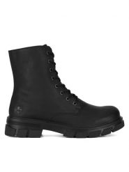 Rieker Botki Z9120-00 Czarny. Czarne botki Rieker, bez wzorów, bez obcasa, na płaskiej podeszwie, bez zapięcia. Za 295.00 zł.