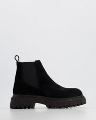 SZTYBLETY DAMSKIE 0205553 S BLACK. Czarne botki Venezia, bez wzorów, ze skóry, bez obcasa, bez zapięcia. Za 289.00 zł.