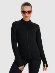 4F Bluza do biegania regular szybkoschnąca damska - czarna S. Czarne bluzy bez kaptura 4f, s, bez wzorów, z materiału, bez kaptura, do biegania. W wyprzedaży za 139.99 zł.