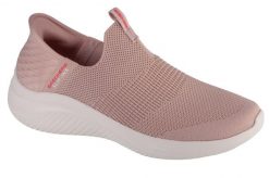Buty sportowe Sneakersy damskie, Slip-Ins: Ultra Flex 3.0 - Cozy Streak. Czerwone buty treningowe Skechers, bez wzorów, z materiału, przed kostkę, bez zapięcia, trekkingowe. Za 349.99 zł.