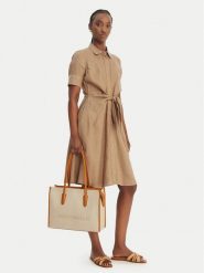 Coccinelle Torebka UAL Coccinellemyrtha26 E1 UAL 11 02 01 Beżowy. Brązowe shopper bag Coccinelle, bez wzorów, z materiału, bez dodatków. Za 1,399.00 zł.