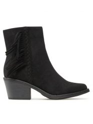 JENNY Botki WS5617-03 Czarny. Czarne botki Jenny, bez wzorów, z materiału, bez obcasa, na słupku, bez zapięcia. Za 119.99 zł.