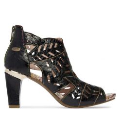 Sandały Laura Vita. Czarne sandały LAURA VITA, bez wzorów, bez obcasa, na słupku, bez zapięcia. Za 529.99 zł.