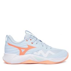 Buty halowe Mizuno. Niebieskie buty sportowe lifestyle Mizuno, bez wzorów, sportowe, bez zapięcia, mizuno wave. Za 469.99 zł.