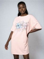 Bawełniana piżama dwuczęściowa Stitch - różowy. Czerwone piżamy Sinsay, l, bez wzorów, z bawełny, bez kołnierzyka, bez ramiączek. Za 39.99 zł.