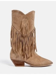 Loft37 Skórzane kowbojki w kolorze jasnobrązowym rozmiar: 38. Brązowe kozaki loft37, na zimę, bez wzorów, z okrągłym noskiem, bez obcasa, bez zapięcia. Za 448.99 zł.